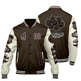 Custom Brown White Letterman Varsity Jacket Personalized Embroidery Printing