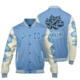 Custom Blue White Letterman Varsity Jacket Personalized Embroidery Printing