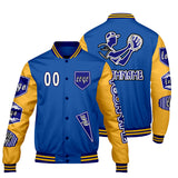 Custom Blue Yellow Letterman Varsity Jacket Personalized Embroidery Printing