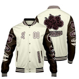 Custom White Brown Letterman Varsity Jacket Personalized Embroidery Printing