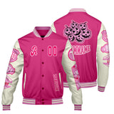 Custom Pink White Letterman Varsity Jacket Personalized Embroidery Printing