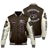 Custom Brown White Letterman Varsity Jacket Personalized Embroidery Printing