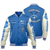Custom Blue White Letterman Varsity Jacket Personalized Embroidery Printing