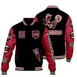 Custom Black Red Letterman Varsity Jacket Personalized Embroidery Printing