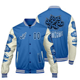 Custom Blue White Letterman Varsity Jacket Personalized Embroidery Printing
