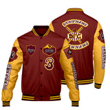 Custom Red Yellow Letterman Varsity Jacket Personalized Embroidery Printing
