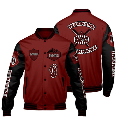 Custom Red Black Letterman Varsity Jacket Personalized Embroidery Printing