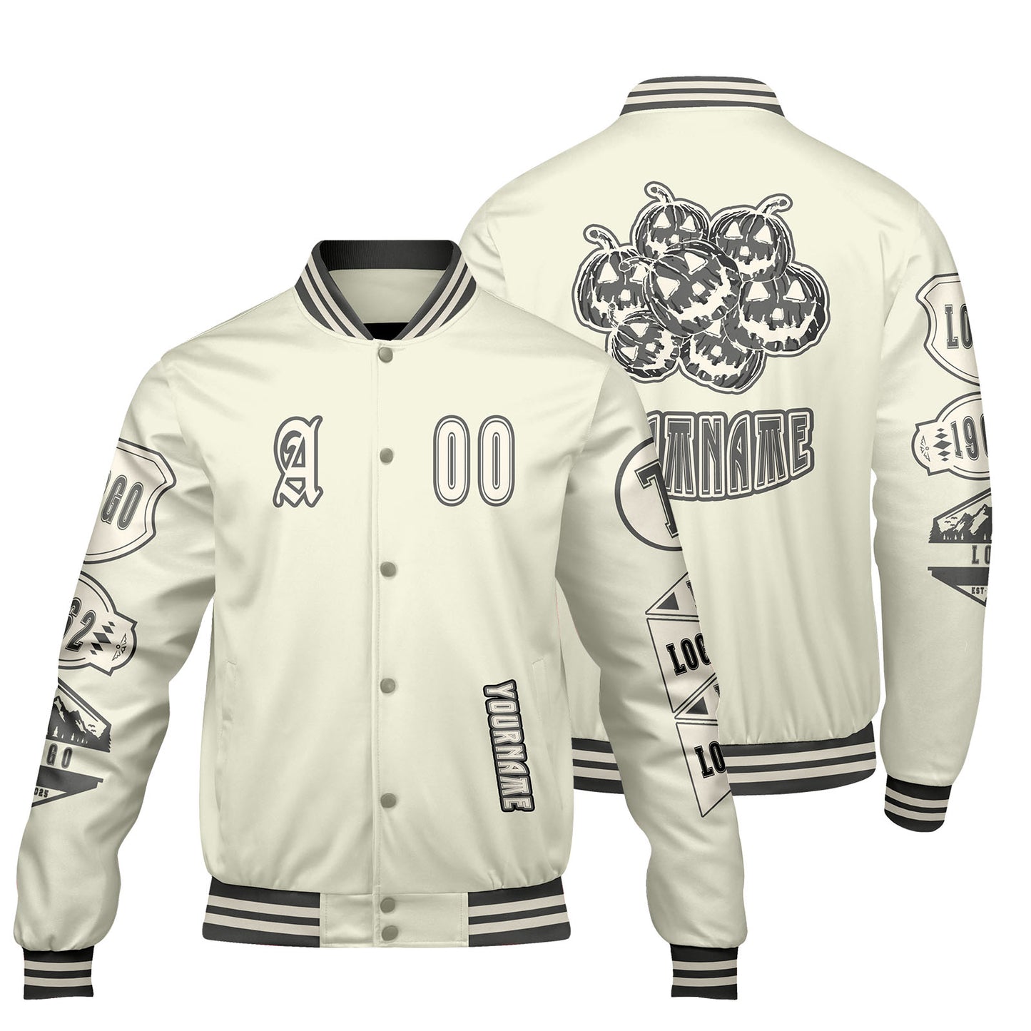 Custom White Letterman Varsity Jacket Personalized Embroidery Printing