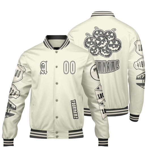 Custom White Letterman Varsity Jacket Personalized Embroidery Printing