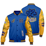 Custom Blue Yellow Letterman Varsity Jacket Personalized Embroidery Printing