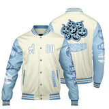 Custom White Lion Blue Letterman Varsity Jacket Personalized Embroidery Printing