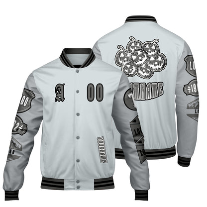 Custom Gray Letterman Varsity Jacket Personalized Embroidery Printing