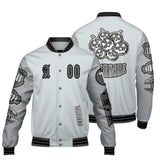 Custom Gray Letterman Varsity Jacket Personalized Embroidery Printing