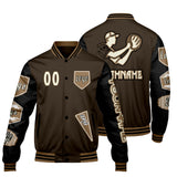 Custom Brown Black Letterman Varsity Jacket Personalized Embroidery Printing
