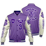 Custom Purple White Letterman Varsity Jacket Personalized Embroidery Printing