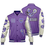 Custom Purple White Letterman Varsity Jacket Personalized Embroidery Printing