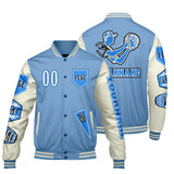 Custom Blue White Letterman Varsity Jacket Personalized Embroidery Printing