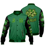 Custom Green Black Letterman Varsity Jacket Personalized Embroidery Printing