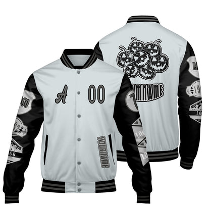 Custom Gray Black Letterman Varsity Jacket Personalized Embroidery Printing