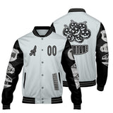 Custom Gray Black Letterman Varsity Jacket Personalized Embroidery Printing