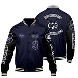 Custom Navy Black Letterman Varsity Jacket Personalized Embroidery Printing