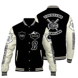 Custom Black White Letterman Varsity Jacket Personalized Embroidery Printing
