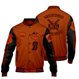 Custom Orange Black Letterman Varsity Jacket Personalized Embroidery Printing