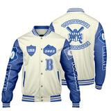 Custom White Royal Letterman Varsity Jacket Personalized Embroidery Printing
