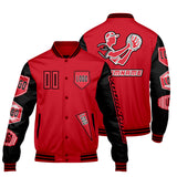 Custom Red Black Letterman Varsity Jacket Personalized Embroidery Printing