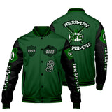 Custom Green Black Letterman Varsity Jacket Personalized Embroidery Printing