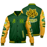 Custom Green Yellow Letterman Varsity Jacket Personalized Embroidery Printing