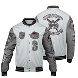 Custom Gray Letterman Varsity Jacket Personalized Embroidery Printing