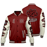 Custom Burgundy White Letterman Varsity Jacket Personalized Embroidery Printing