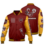Custom Red Yellow Letterman Varsity Jacket Personalized Embroidery Printing