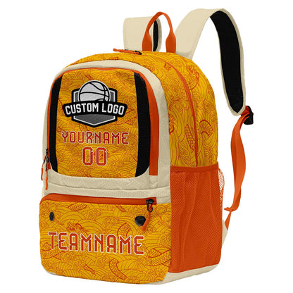Custom Rice White Orange Yellow Basketball Soccer Backpack Personalized Player Names Numbers Team Logo #BB-0919-0034