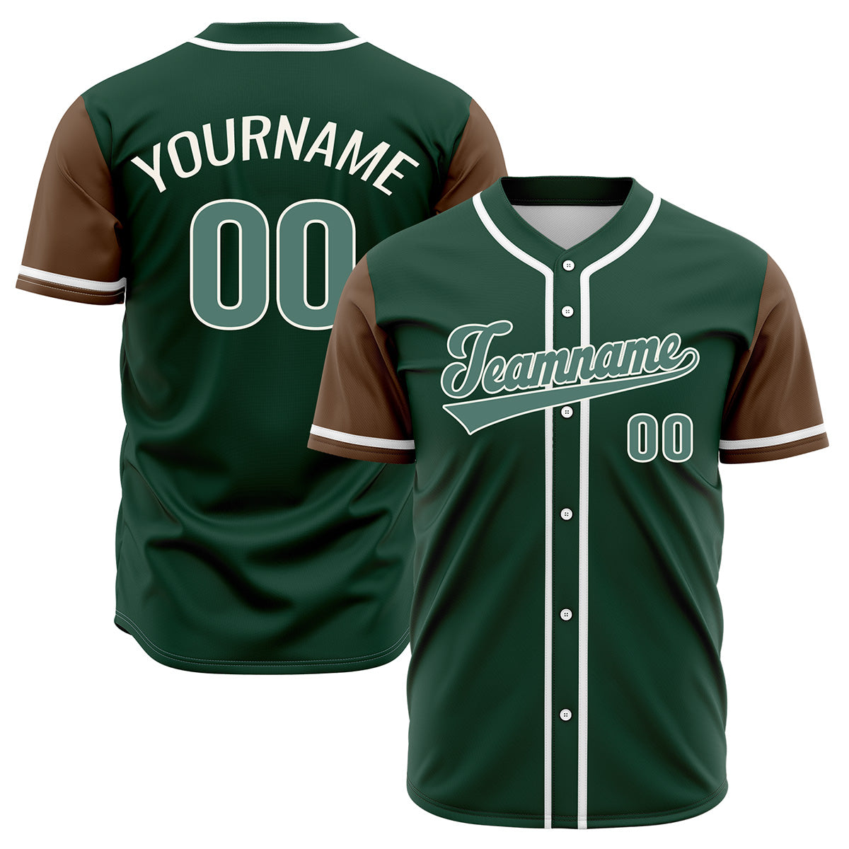 Custom Dark Green Brown Hip Hop Baseball Jersey Stitched Printed - Personalized Name Number Shirts #BB-0919-0055