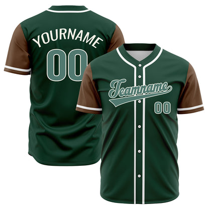 Custom Dark Green Brown Hip Hop Baseball Jersey Stitched Printed - Personalized Name Number Shirts #BB-0919-0055