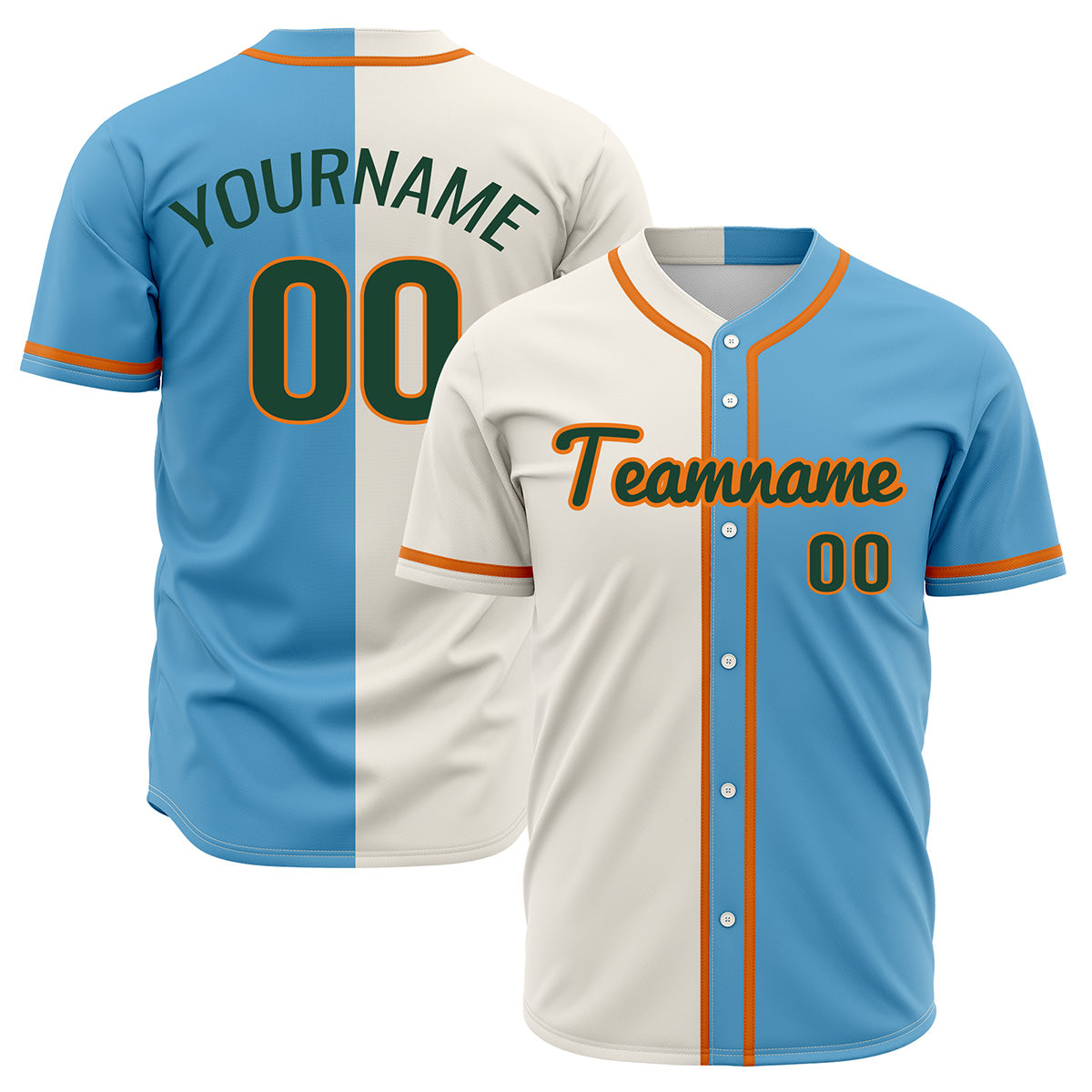 Custom Light Blue Off White Hip Hop Baseball Jersey Stitched Printed - Personalized Name Number Shirts #BB-0919-0065