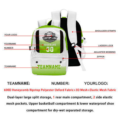 Custom White Basketball Soccer Backpack Personalized Player Names - Numbers & Team Logo #150-BP-0914-0029