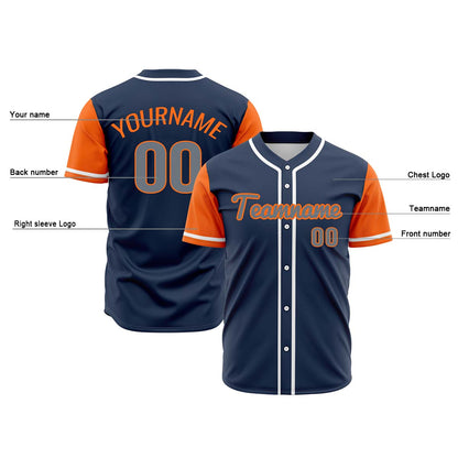 Custom Dark Blue Orange Hip Hop Baseball Jersey Stitched Printed - Personalized Name Number Shirts #BB-0919-0053