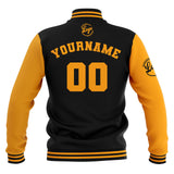 Custom Black Yellow Waterproof Varsity Jackets Personalized Stitched Name Number Logo to Letterman Jackets