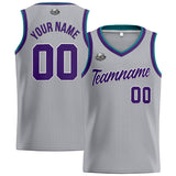 Custom Stitched Basketball Jersey for Men, Women  And Kids Gray-Purple-Teal