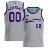 Custom Stitched Basketball Jersey for Men, Women  And Kids Gray-Purple-Teal