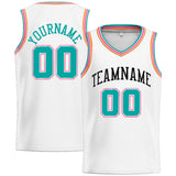 Custom Stitched Basketball Jersey for Men, Women And Kids White-Teal