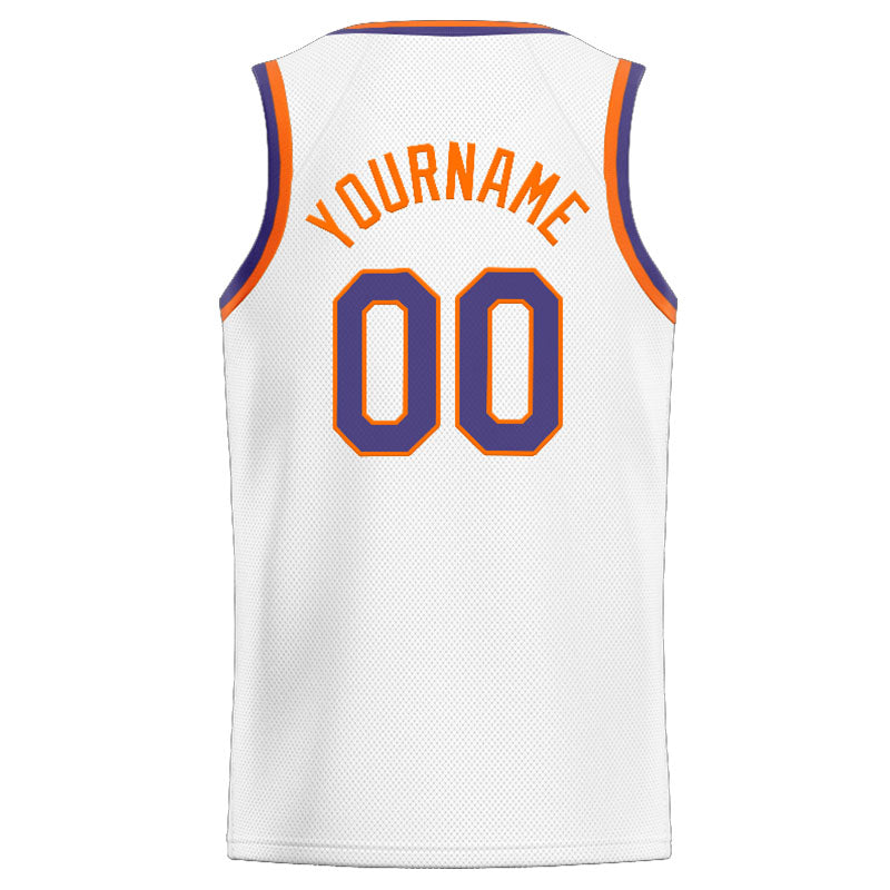 Custom Stitched Basketball Jersey for Men, Women And Kids White-Orange-Purple