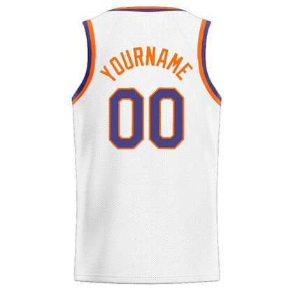 Custom Stitched Basketball Jersey for Men, Women And Kids White-Orange-Purple