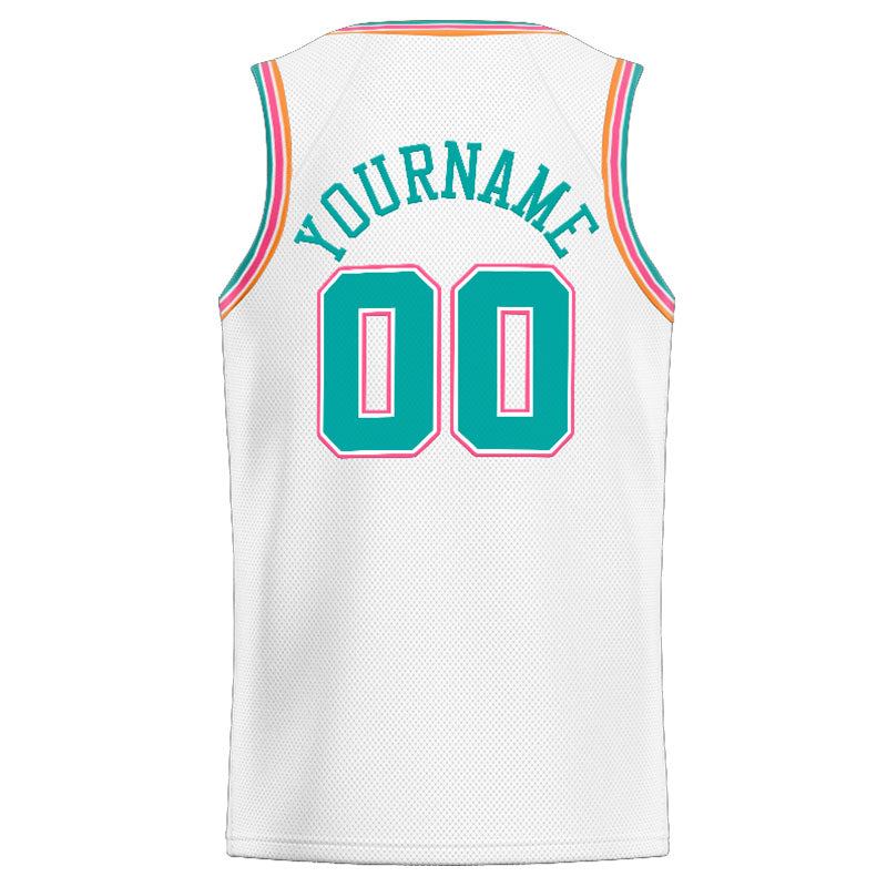 Custom Stitched Basketball Jersey for Men, Women And Kids White-Teal