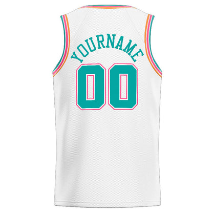 Custom Stitched Basketball Jersey for Men, Women And Kids White-Teal