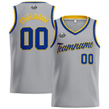 Custom Stitched Basketball Jersey for Men, Women  And Kids Gray-Royal-Yellow