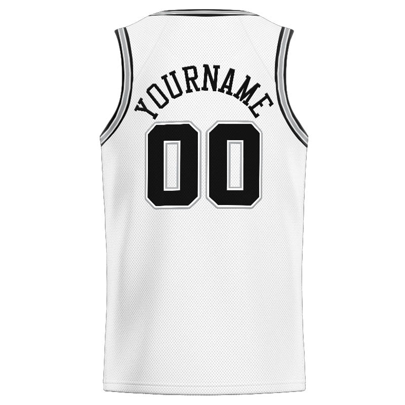 Custom Stitched Basketball Jersey for Men, Women And Kids White-Black-Gray